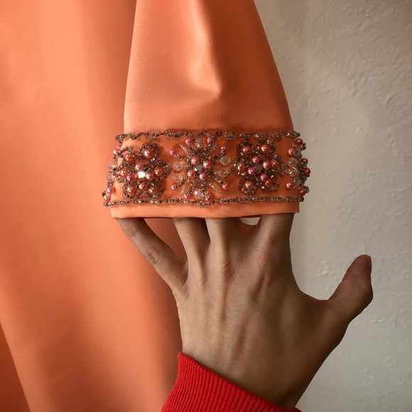 Long evening gown dress modest style peach pink - Picture 6 of 10